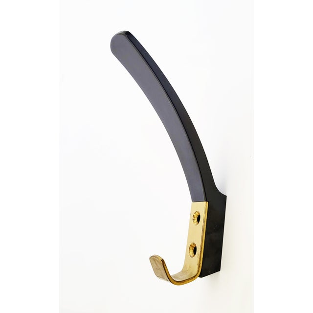 Mid-Century Austrian Bakelite and Brass Wall Hooks, 1950s, Set of 6 For Sale - Image 12 of 13