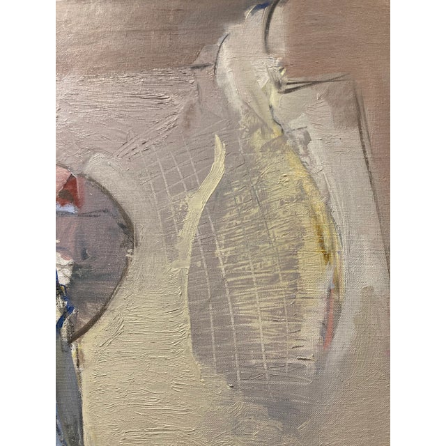Tan Mid Century Abstract Expressionistic Pastel Oil on Canvas For Sale - Image 8 of 13