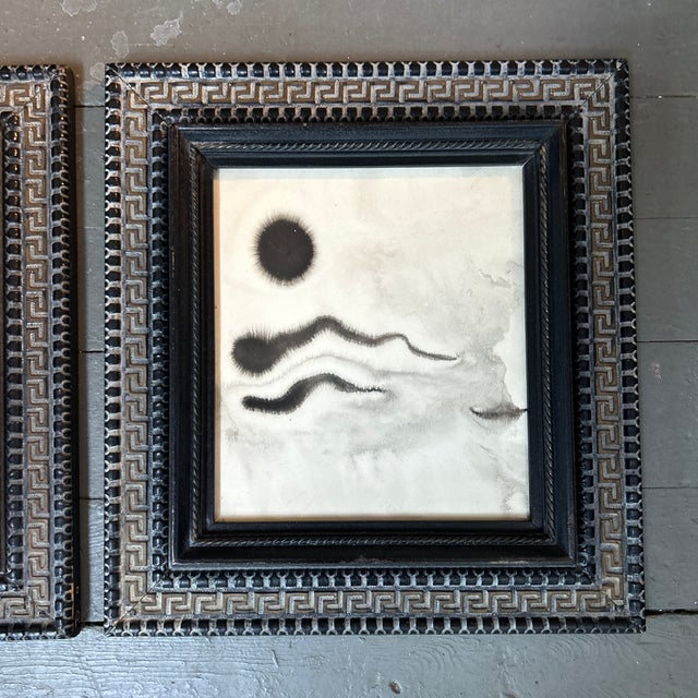 Abstract Two Contemporary Abstract Black Ink Watercolor Paintings - Set of Two For Sale - Image 3 of 5