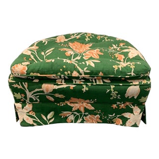 Vintage Floral Tufted & Skirted Pillow Top Ottoman For Sale