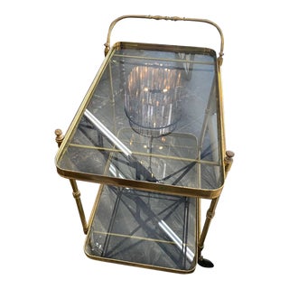1960s Mid-Century Brass Bar Cart For Sale