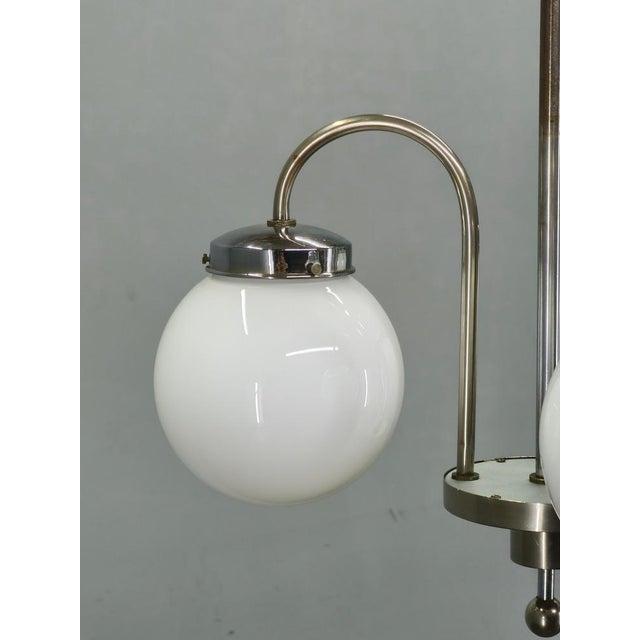 1930s Czech Art Deco Chandelier with Opaline Glass Globes, 1930s For Sale - Image 5 of 11