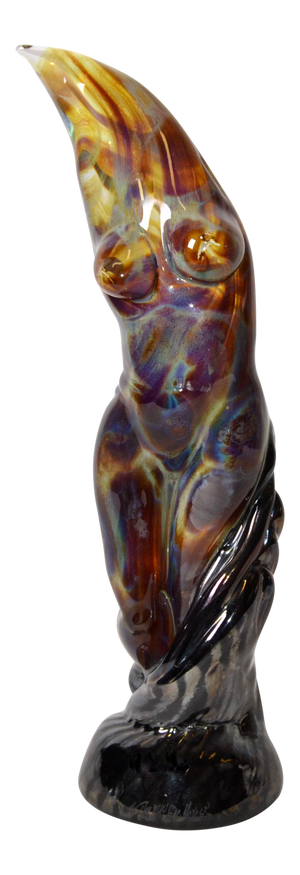 Modern Art Glass Sculpture Nude Woman Titled 'The Way She Moves' Signed Michael