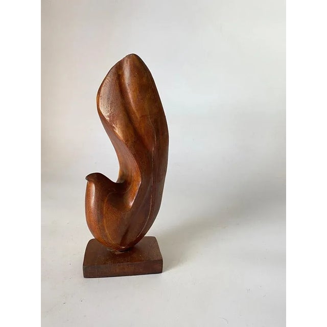 Brown Abstract Wooden Sculpture in the style of Alexandre Noll, France, 1960s For Sale - Image 8 of 12