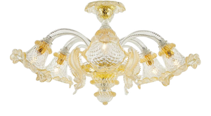 Five-Light Gold Crystal Murano Ceiling Lamp by La Murrina