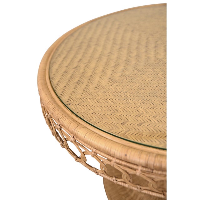 Not Yet Made - Made To Order Matthew Izzo Home Gabrielle 40" Woven Rattan Pedestal Dining Table With Glass Top For Sale - Image 5 of 9