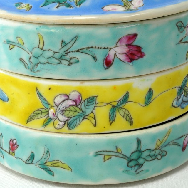 Chinese Porcelain Stacking Food Container Circa 1930's For Sale In Phoenix - Image 6 of 11