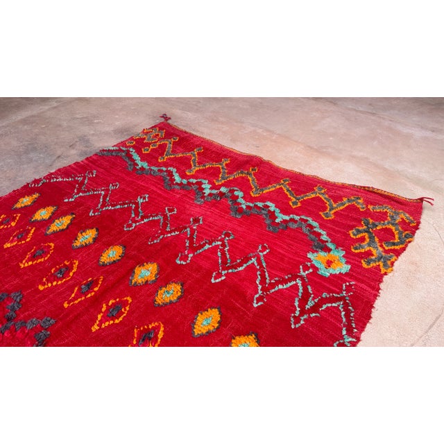 1980’s Moroccan Red Tribal Flatweave Wool Rug -13.3 X 5.3 Ft For Sale In Cleveland - Image 6 of 9