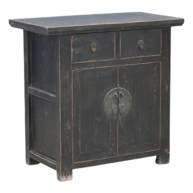 Antique Chinese Painted Elm Hall Cabinet For Sale