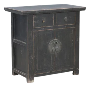 Antique Chinese Painted Elm Hall Cabinet