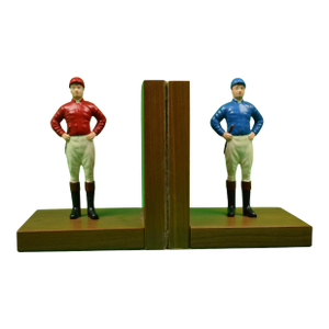Set X Red & Blue "21" Club Jockey Hand-Painted Bookends