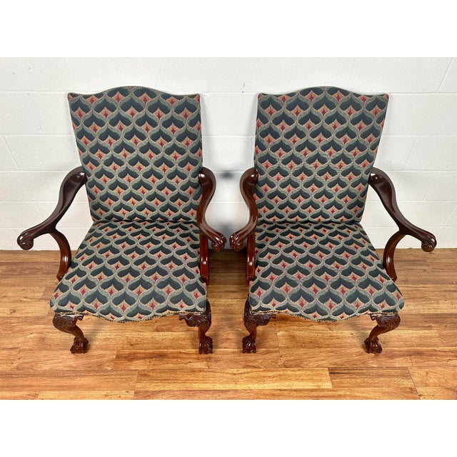 Late 20th Century Southwood Ball & Claw Chippendale Mahogany Armchairs With Nailheads - Pair For Sale In Charlotte - Image 6 of 10
