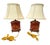 Late 20th Century 2 VTG Oriental Lamps Chinoiserie HandPainted Floral Red & Gold Porcelain. Bronze For Sale - Image 5 of 7