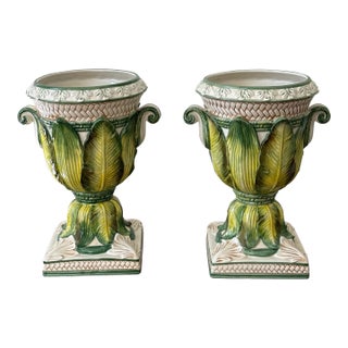 Fitz and Floyd Urn Style Vases-- A Pair For Sale