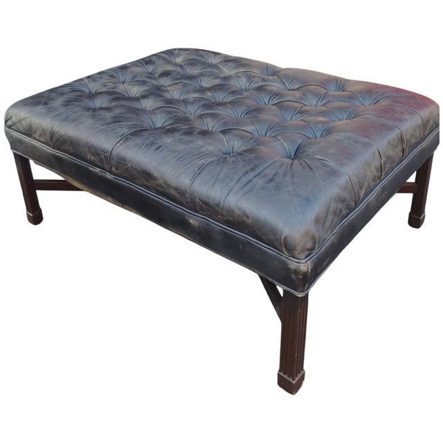 Introducing a magnificent, pre-loved Chesterfield ottoman, a true testament to enduring design and craftsmanship....