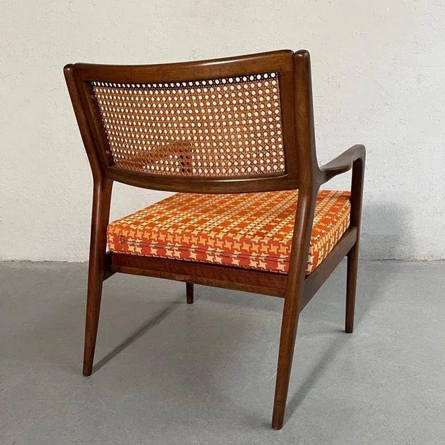 1950s 1950s Mid-Century Modern Cane Back Walnut Armchair For Sale - Image 5 of 10