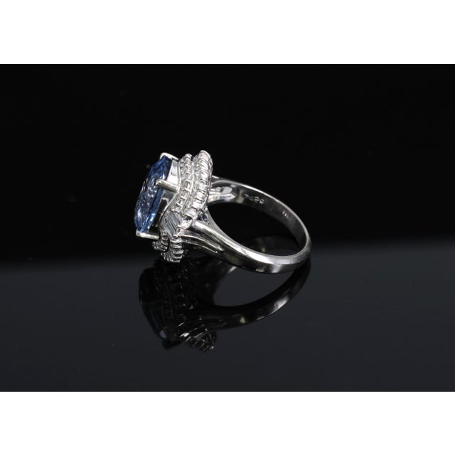Late 20th Century Fine 7.43ct Gia Ceylon Blue Sapphire & 0.60ct Diamond Platinum Ring, Size 5.75 For Sale - Image 15 of 18