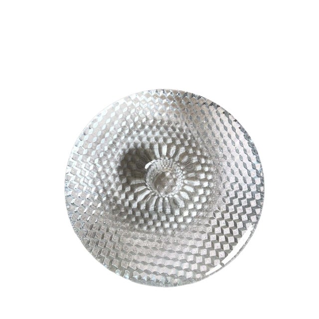 A great vintage lot of 2 finish mid century modern clear glass disc abstract candle holders. Please see pictures for...