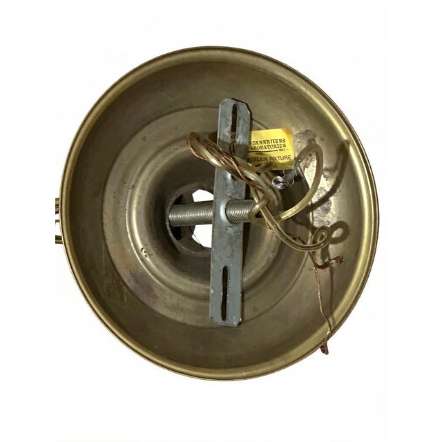 Vintage Solid Brass and Porcelain Chandelier Six Arm Light Fixture Hollywood Regency For Sale - Image 4 of 6