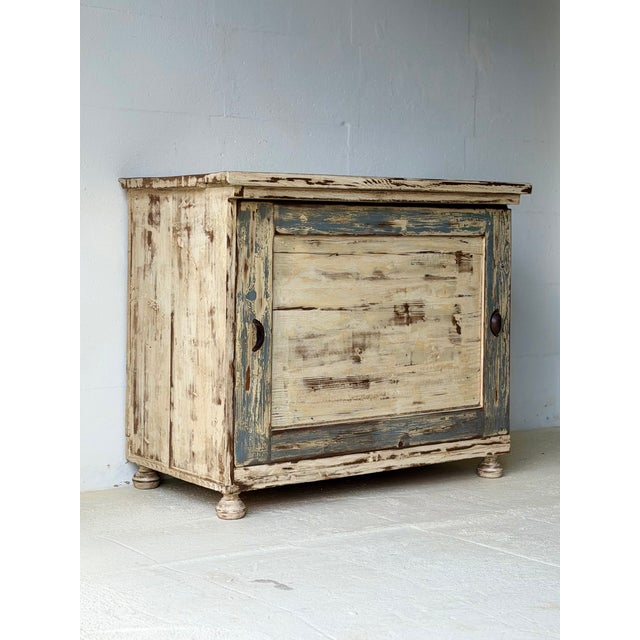Rustic Rustic Distressed Wooden Cabinet with Storage Shelf, 1960s For Sale - Image 3 of 14