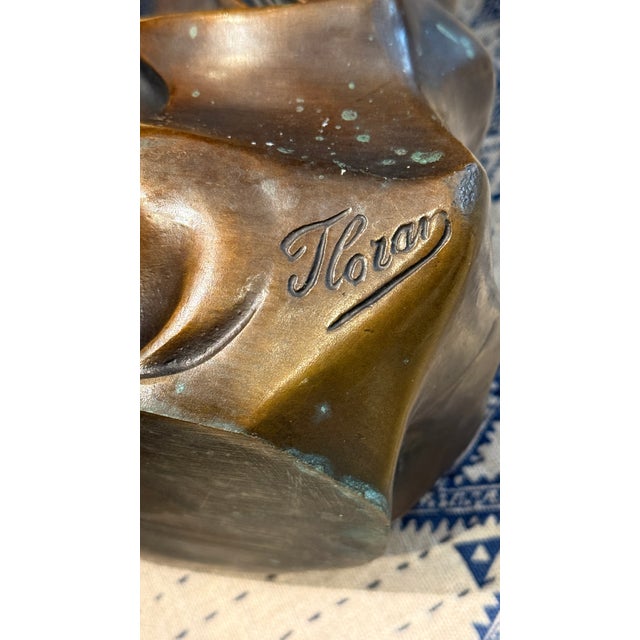 Early 20th Century Early Patinated Bronze Art Nouveau Vase With Maiden & Floral Design by Francesco Flora For Sale - Image 16 of 17