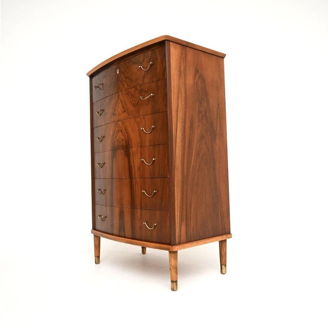 Vintage Danish Walnut and Brass Chest of Drawers, 1960s For Sale - Image 6 of 13
