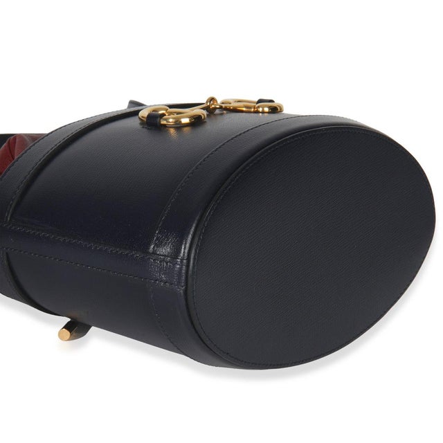 Blue Red Navy Calfskin Horsebit 1955 Drawstring Bucket Bag For Sale - Image 8 of 9