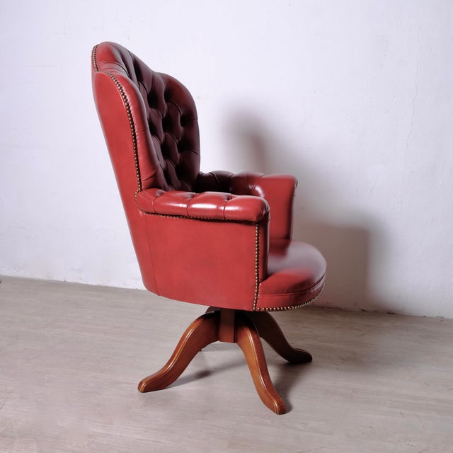 Vintage Chesterfield-Style Swivel Office Chair, 1960s For Sale - Image 3 of 18