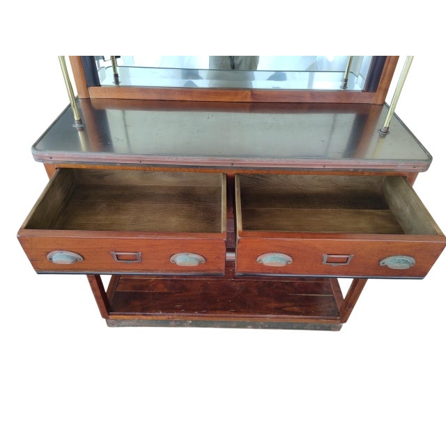 1990s Felix Monge French Bistro Bar Cabinet - Brass and Cherry Wood For Sale - Image 9 of 13