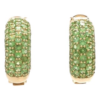9.14 cts Natural tsavorite earrings in 14k gold For Sale
