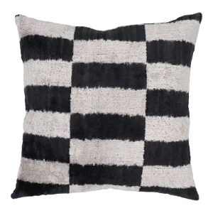 Contemporary Black and White Handmade Velvet Pillow and Down Feather Insert