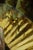 Siren in Green Gold by Nadezda | Oil on panel of a woman seated with a fan backdrop For Sale - Image 4 of 5