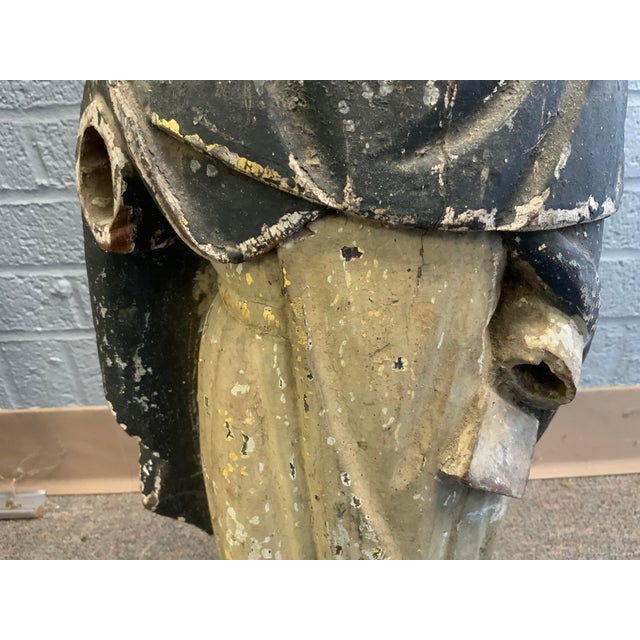 Wood 19th Century Antique Standing Santos Figure Wood Carved For Sale - Image 7 of 15