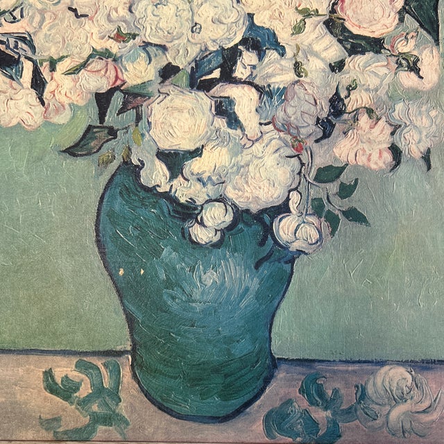 Post Impressionist 1950’s Original Van Gogh “White Roses” Print on Cardboard For Sale - Image 3 of 5