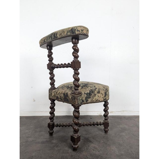 Napoleon III Smoking Chair in Twisted Blackened Wood with Foliage Tapestry For Sale - Image 6 of 8