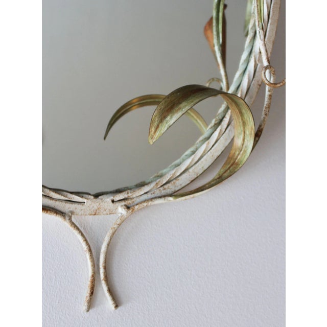 White Art Deco Wrought Iron Plant Mirror, 1960s For Sale - Image 8 of 9
