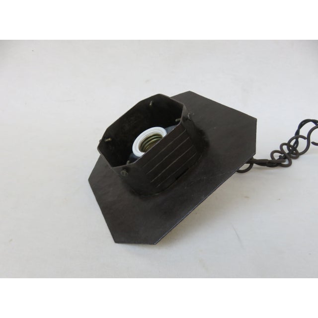 Small Antique Art Nouveau Wrought Iron and Glass Ceiling Lamp For Sale - Image 11 of 18