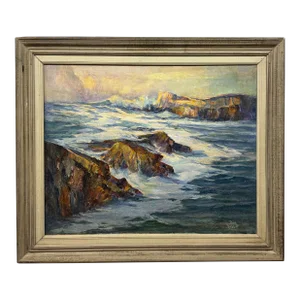 Ray Radliff "Sunset Surf" Coastal Landscape Painting