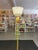 Mid-Century Modern Brass Toned Torchiere Floor Lamp With Sculptural Patinated Metal Accent and Ribbed Glass Diffuser For Sale In Seattle - Image 6 of 11