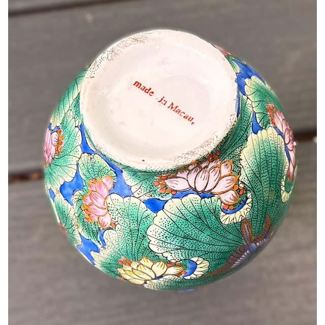 Green Famille Verte Green Lotus Floral Porcelain Vase For Sale - Image 8 of 8