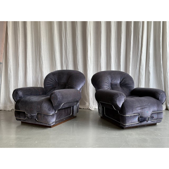 Space Age Velvet and Chrome Chair by Adriano Piazzesi, Italy, 1960s For Sale - Image 16 of 17