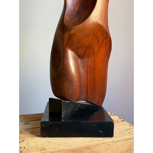 Mid Century Abstract Figural Wood Sculpture on Stand For Sale In New York - Image 6 of 12