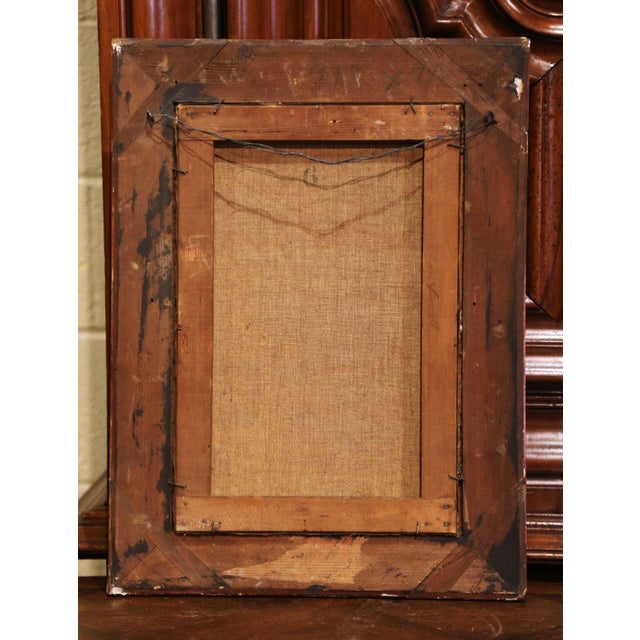 19th Century French Priest Oil Painting in Carved Giltwood Frame Signed M. Valle For Sale - Image 9 of 9