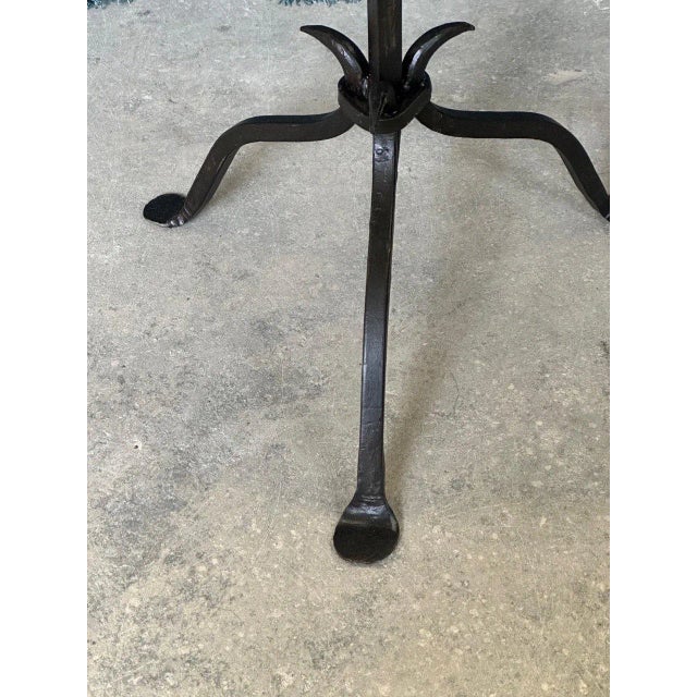 Handcrafted Spanish Iron Martini Table With Antique Gilt Top and Forged Tripod Base For Sale In New York - Image 6 of 12