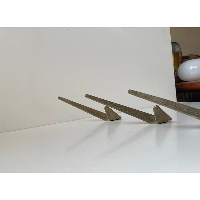 1950s Mid-Century Modern Asymmetrical Brass Coat Wall Hooks by Hertha Baller, 1950s, Set of 3 For Sale - Image 5 of 10