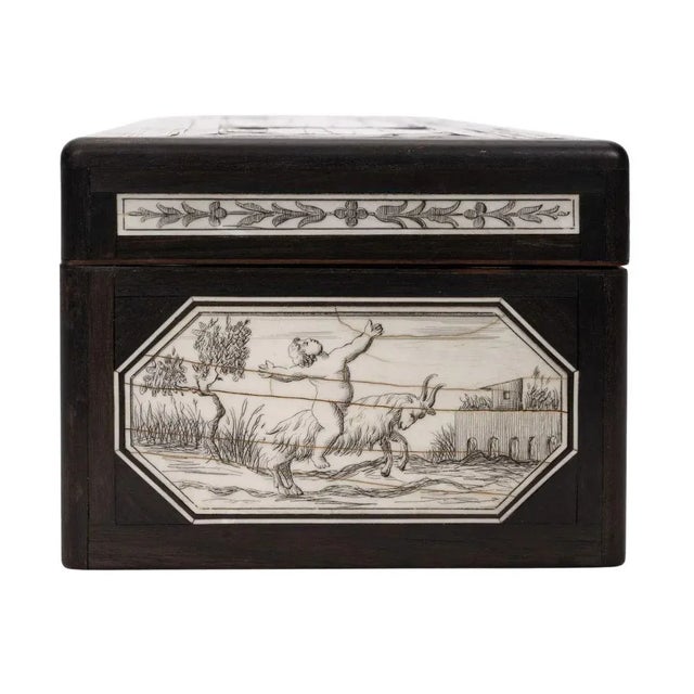 Ebony 19th Century Engraved Inlaid Bone Ebony Box For Sale - Image 8 of 8
