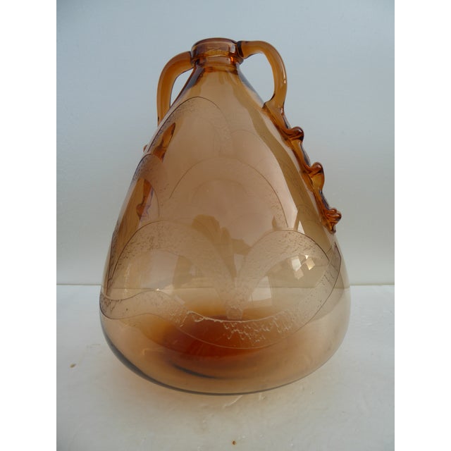 Italian Art Glass Art Deco Murano with Cameo Etched Pattern Vase attributed to Cappellin Vittorio Zecchin For Sale - Image 13 of 17