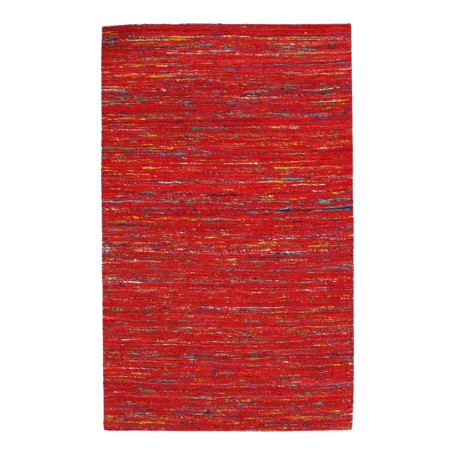 Pasargad DC Red Sari-Silk Modern Flat Weave Rug For Sale