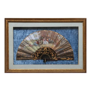 Fan With Romanticism Art Theme, Unknown Artist Fan With Gold-Gilt For Sale