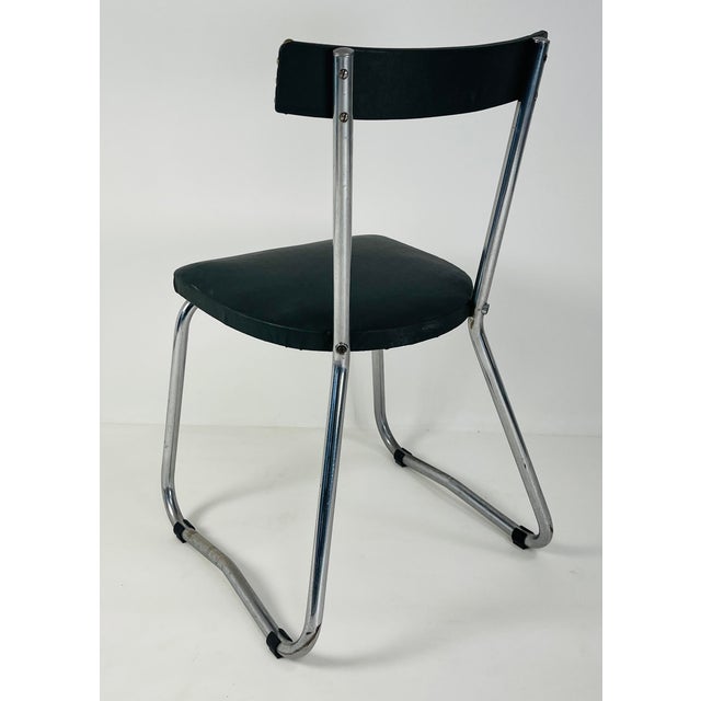 Set of Four 1950s Dining Chairs — Chrome & Forest Green For Sale - Image 10 of 18